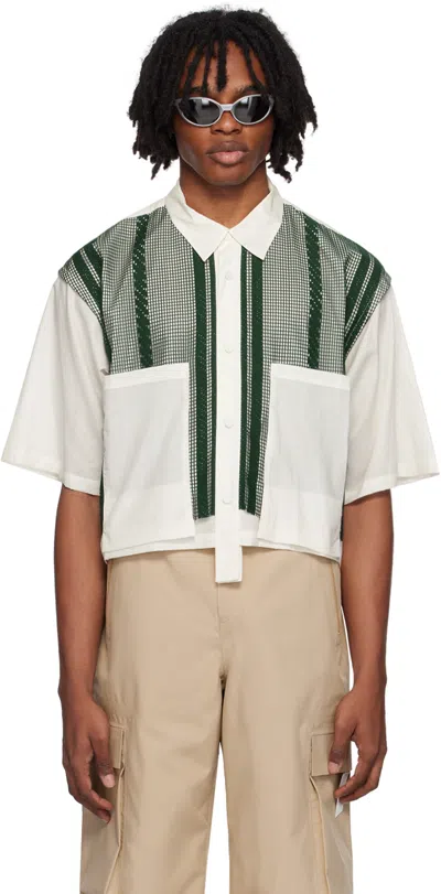 F/ce White & Green Layered Shirt