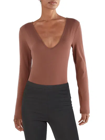 Fct Basics Womens V-neck Ribbed Bodysuit In Multi