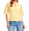 Fdj Mesh Bell Sleeve Top In Yellow In Yellow