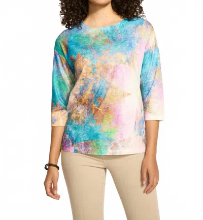 Fdj 3/4 Sleeve Drop Shoulder Top In Multi