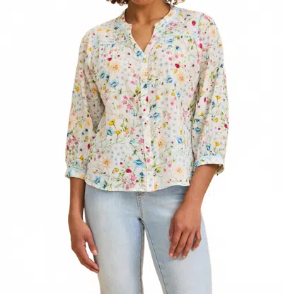 Fdj 3/4 Sleeve Floral Top In Multi