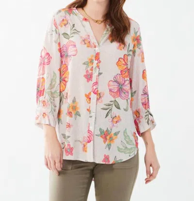 Fdj 3/4 Sleeve Floral Top In Multi