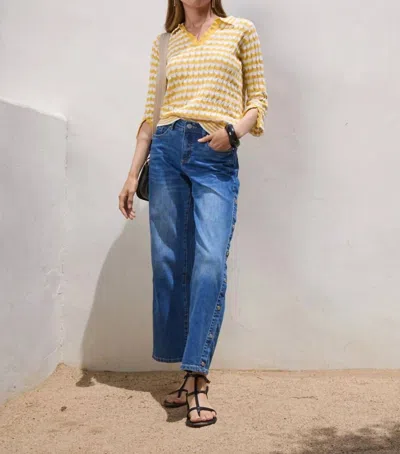 Fdj 3/4 Sleeve Polo Sweater In Yellow