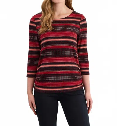 Fdj 3/4 Sleeve Ruched Top In Warm Brixton In Red