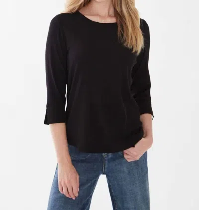 Fdj 3/4 Sleeve Scoop Neck Top In Black