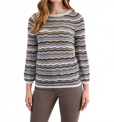 Fdj 3/4 Sleeve Stripe Sweater In Soho Stripe In Blue