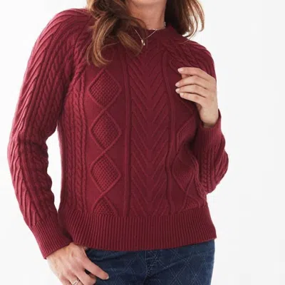 Fdj A Line Cable Knit Raglan Sweater In Burgundy