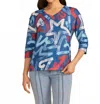Fdj Abstract Three Quarter Sleeve Top In Pop In Multi