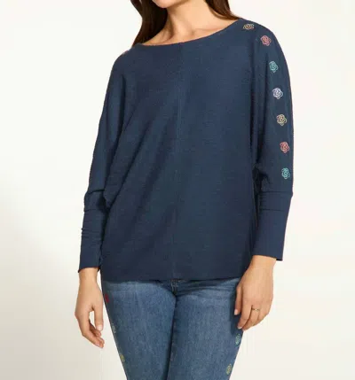 Fdj Batwing Top In Navy In Blue