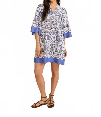 Fdj Bell Sleeve Dress In Sun Dial Blue