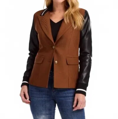 Fdj Bonded Leather Jacket In Espresso In Brown