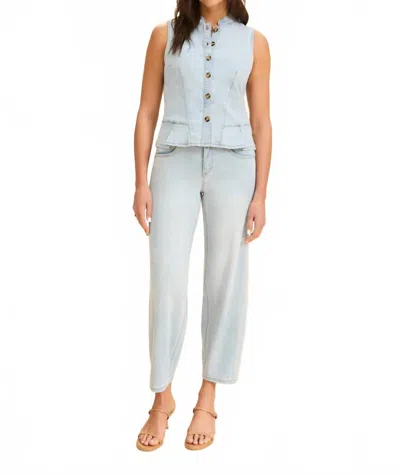 Fdj Button Up Vest In Light Blue In Brown