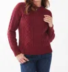 Fdj Cable Crew Raglan Sweater In Cabernet In Red