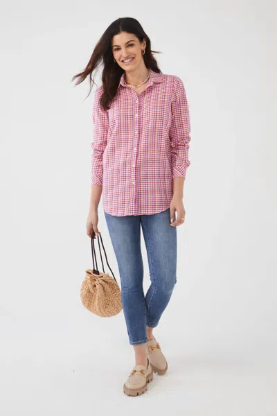 Fdj Cameron Classic Long Sleeve Shirt In Punch Pink
