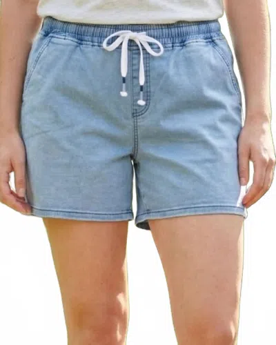 Fdj Cargo Elastic Waist Short In Denim In Blue