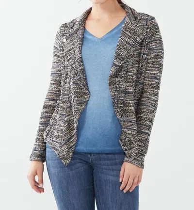 Fdj Cascading Lapel Jacket In Rainbow Tweed In Gray