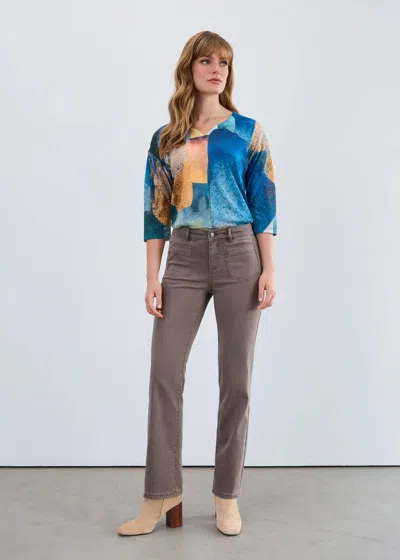Fdj Christina Straight Leg Denim Pants In Taupe In Gray