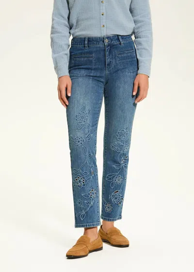 Fdj Christina Straight Leg Jeans In Medium Wash In Transparent