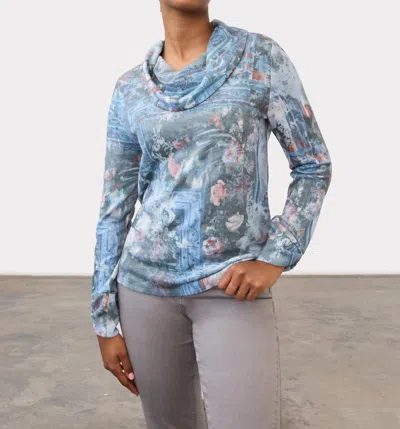 Fdj Cowl Neck Top In Indigo Galle In Multi