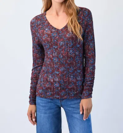 Fdj Crest Floral Long Sleeve Blouse In Scarlet Crest In Multi