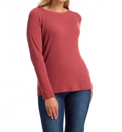 Fdj Crew Neck Rib Sparkle Tee In Rust Red In Pink