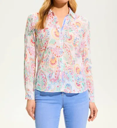 Fdj Crinkle Printed Shirt Blouse In Novice Paisley In Multi