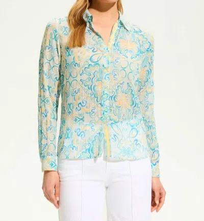 Fdj Crinkle Printed Shirt In Kaliedescope In Blue