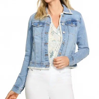 Fdj Crochet Stitch Denim Jacket In Light Medium In Blue