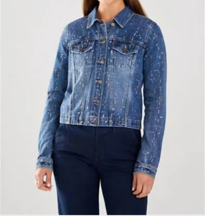 Fdj Crop Denim Jacket In Med Wash In Multi