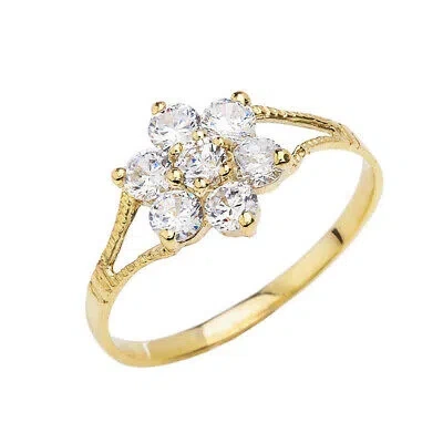 Pre-owned Fdj Dainty Milgrain Flower Cz Ring In Gold (available In Yellow/rose/white Gold) In Yellow Gold
