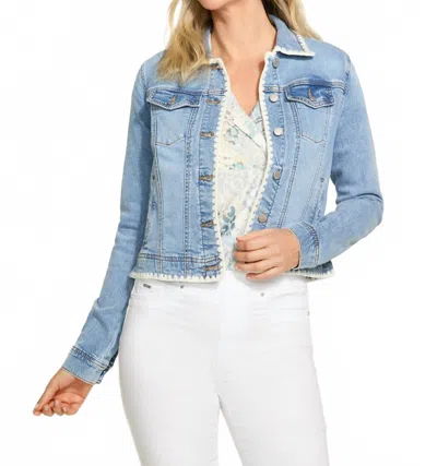 Fdj Danna Denim Crochet Stitch Jacket In Light Medium Blue