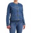 Fdj Denim Crop Jacket In Mid Wash In Blue