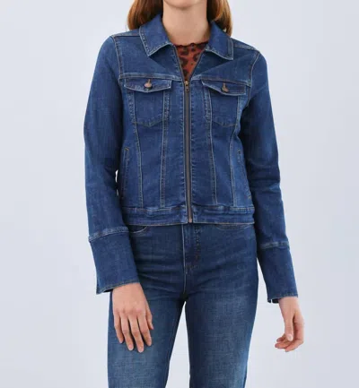 Fdj Denim Zip Front Jacket In Dark Blue