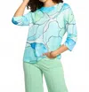 Fdj Drop Shoulder Boat Neck Top In Blue Tableau In Multi