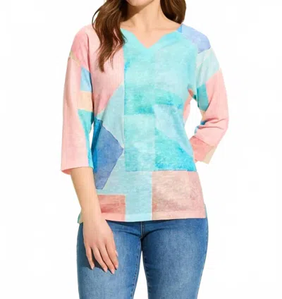 Fdj Drop Shoulder Notch Neck Top In Calliope In Blue