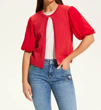 Fdj Eliana Elbow Sleeve Cardigan In Rouge In Red