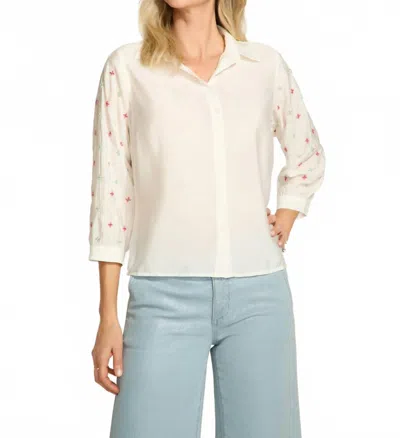 Fdj Embellished Sleeve Blouse In White