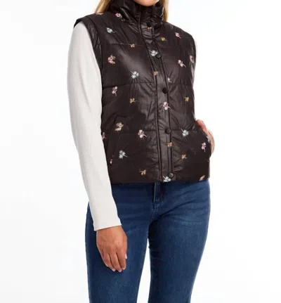 Fdj Embroidered Puffer Vest In Black