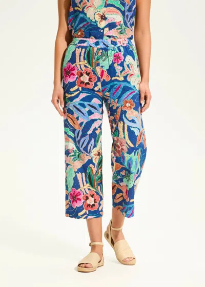 Fdj Emmy Eyelet Pull-on Crop Wide Leg Pant In Pop Camo Floral In Multi