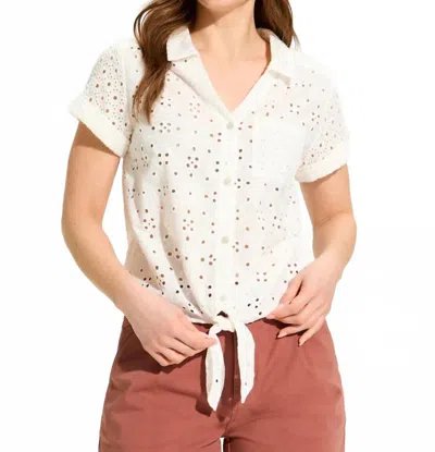 Fdj Eyelet Lace Short-sleeve Top In White