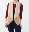 Fdj Faux Suede Sherpa Lined Vest In Tan In Multi