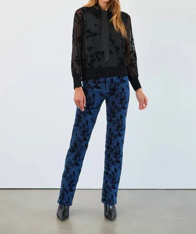 Fdj Flocked Mesh Sweater In Black In Green
