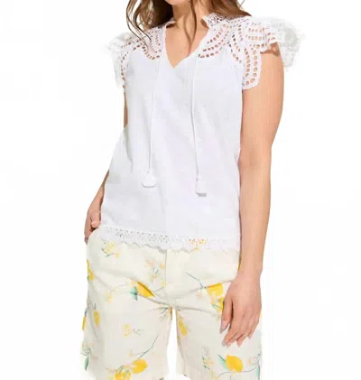 Fdj Flutter Sleeve Eyelet Top In White