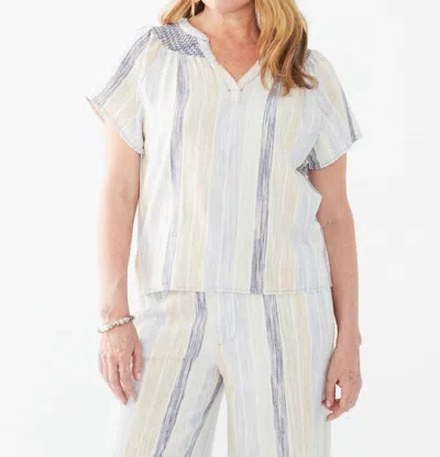 Fdj Flutter Sleeve Stripe Summer Top In Multi