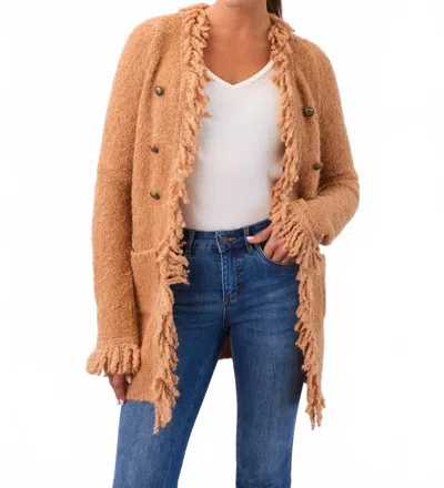 Fdj Fringe Cardigan In Caramel In Orange