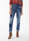 Fdj Girlfriend Jeans With Rolled-up Hem In Dark Vintage In Blue