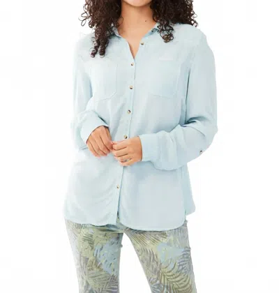 Fdj Giselle Button Down Top In Glass In Blue