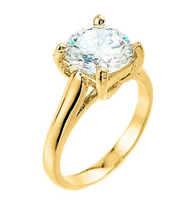 Pre-owned Fdj Gold 5 Ct (9.5 Mm) Cz Solitaire Engagement Ring (yellow/rose/white Gold) In Yellow Gold