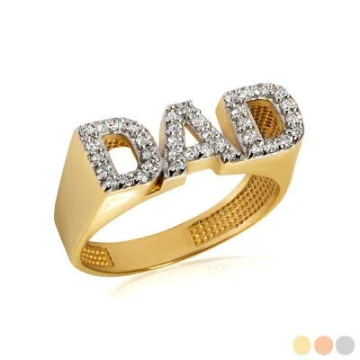 Pre-owned Fdj Gold Cz Dad Father's Ring (available In Yellow/rose/white Gold) In Yellow Gold