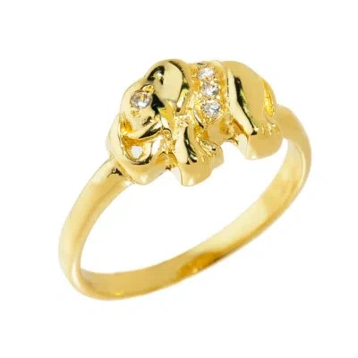 Pre-owned Fdj Gold Cz Studded Elephant Ring (available In Yellow/rose/white) In Yellow Gold